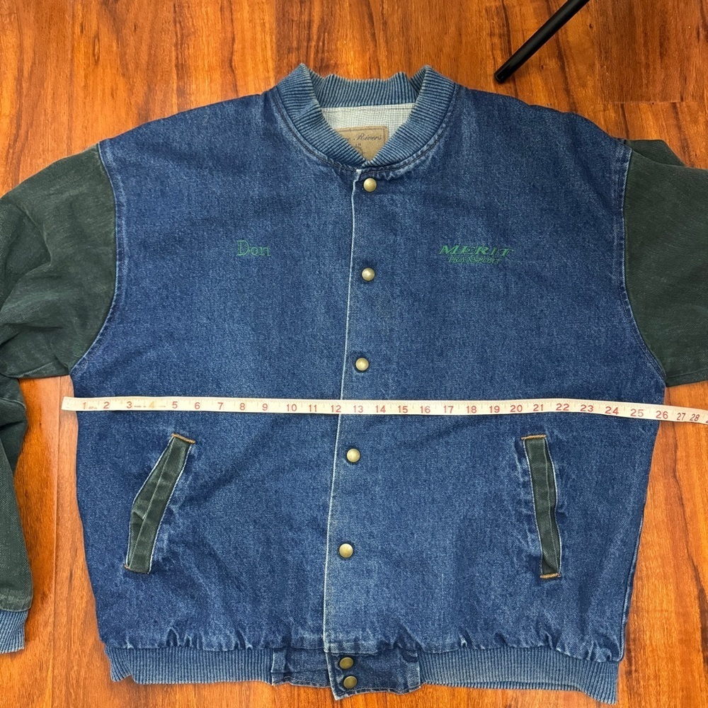 Three Rivers Authetic Denim Varsity Jacket Size XL Vintage - Picture 7 of 9